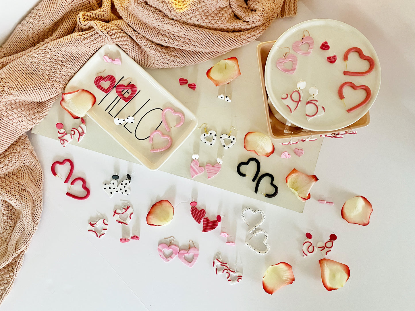 Funky Heart Earrings | Raspberry and Dark Pink Doodle