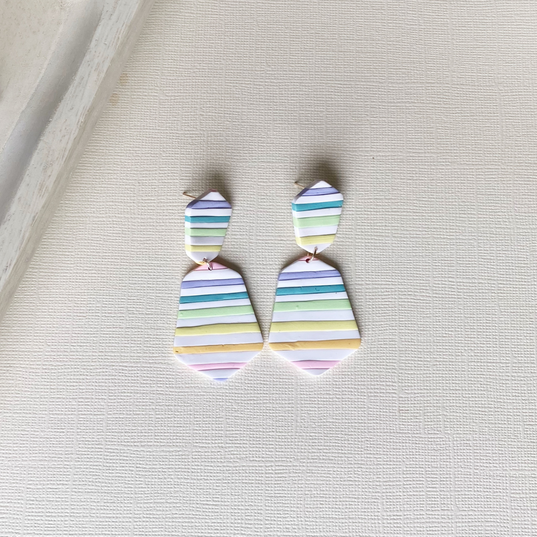 Rainbow Stripe Dangle Earring