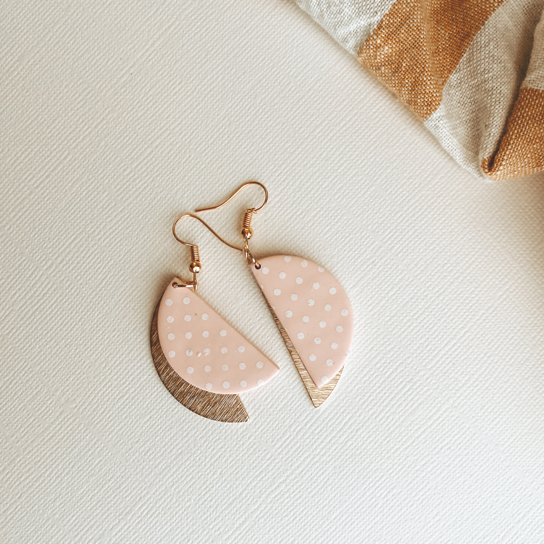 Statement Dangle - Pale Pink Dotted