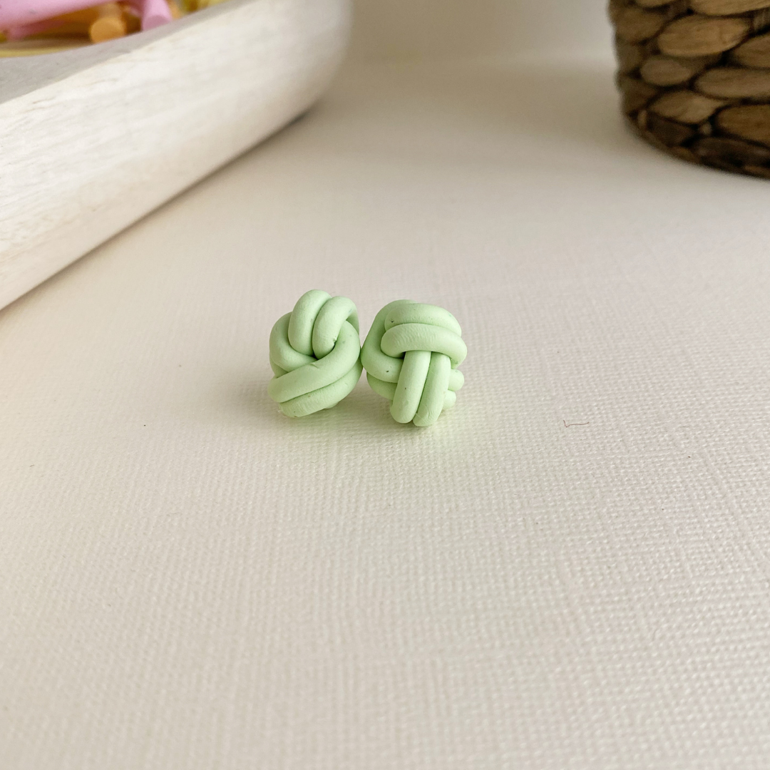Double Knot Studs | Speckled Key Lime