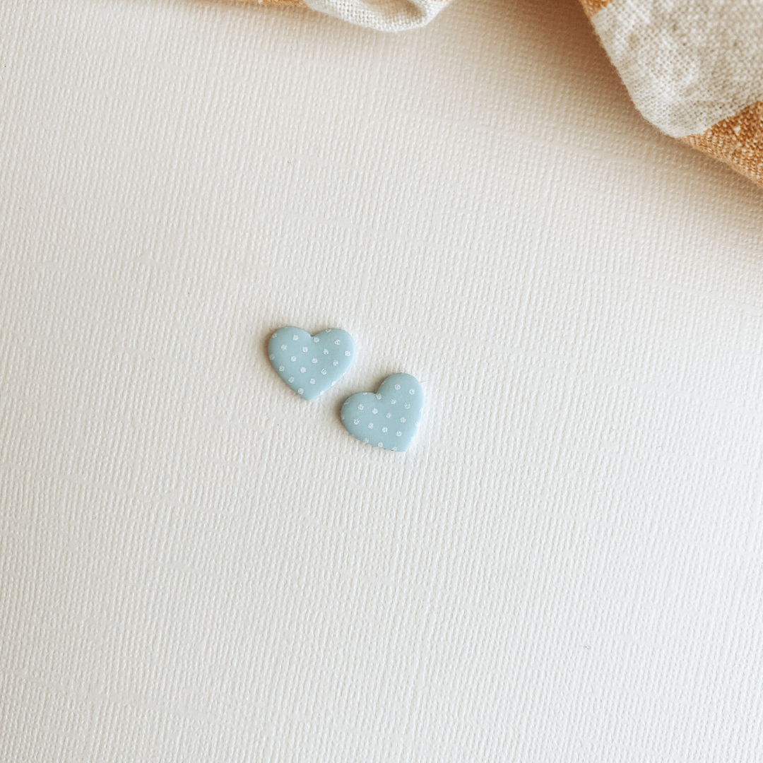 Sweetheart Stud - Pale Blue Dotted Heart