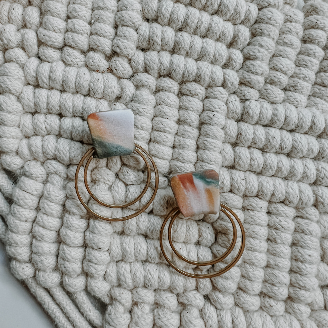 Marbled Hoop Studs