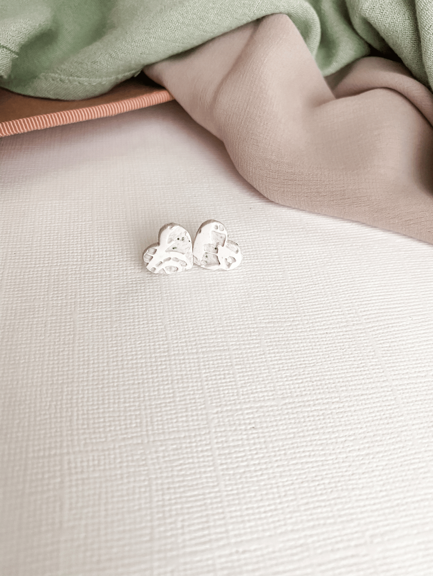Heart Lace Sweetheart Stud Earrings | White