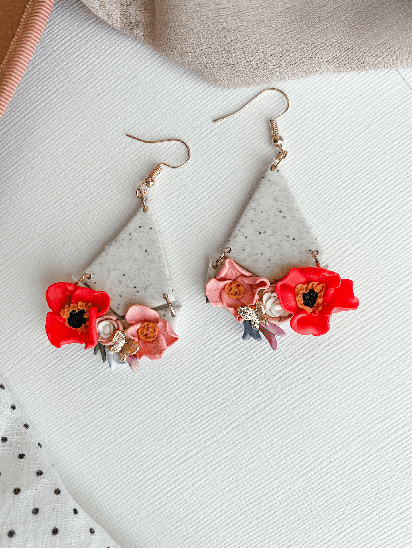 Floral Bouquet Geo Earrings | White