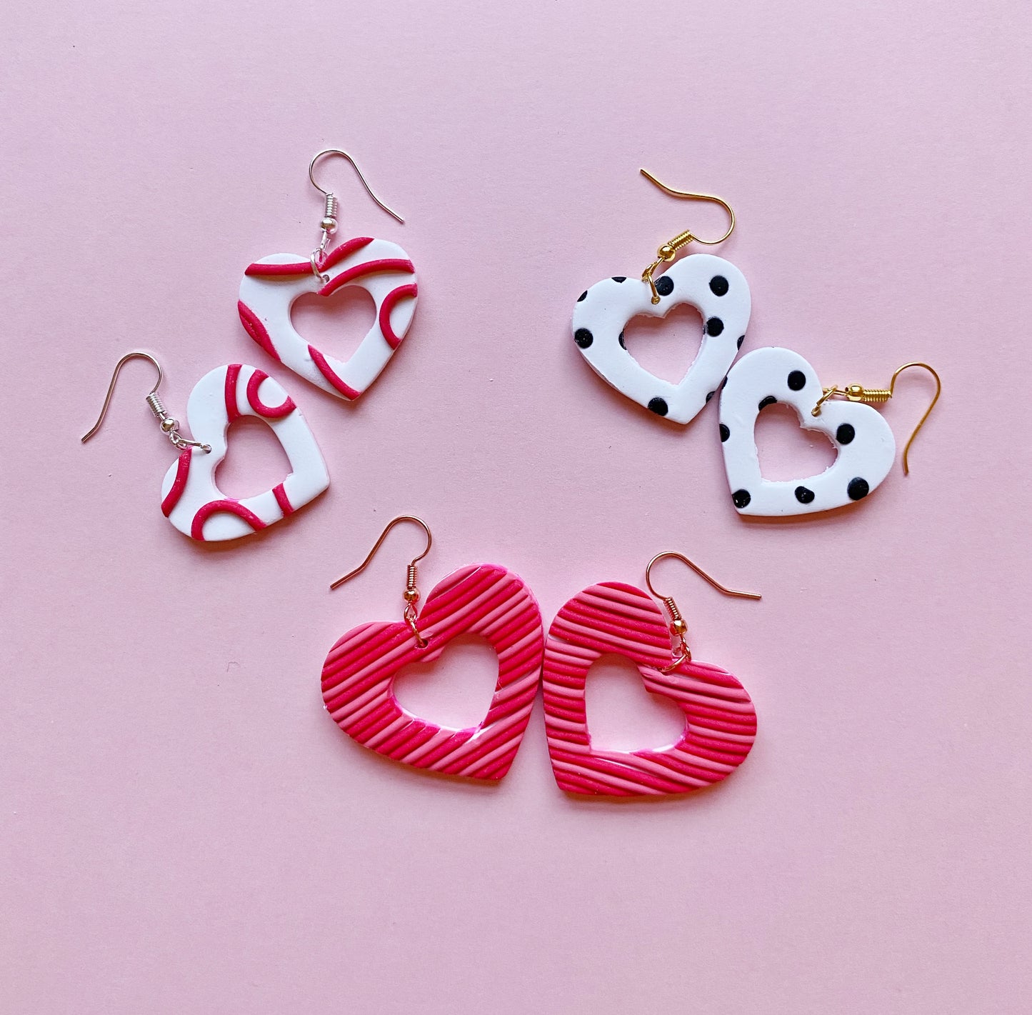 Large Heart Cutout Dangle Earrings | Raspberry Pink Doodles