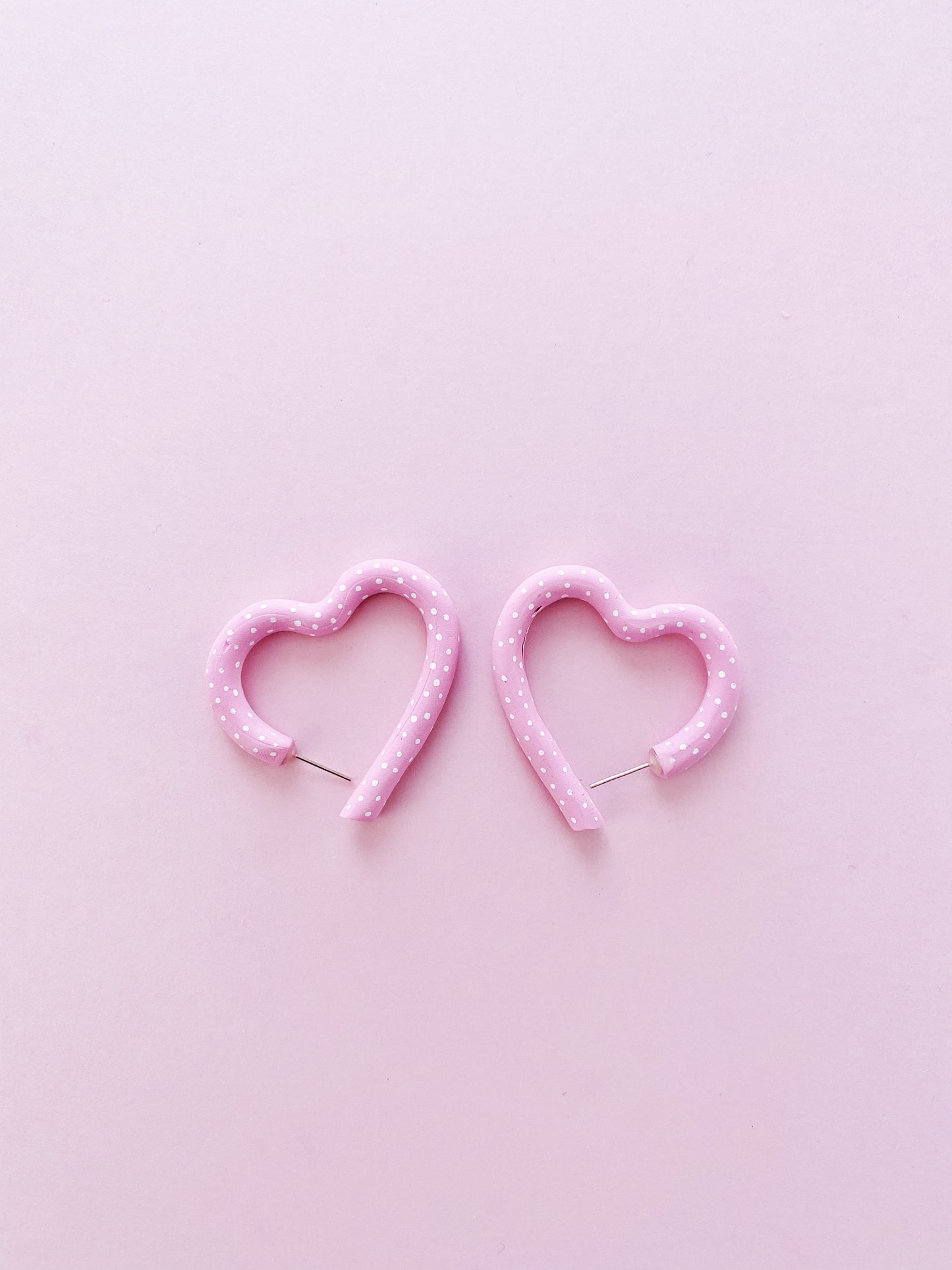 Heart Hoop Earrings | Pink Spotted
